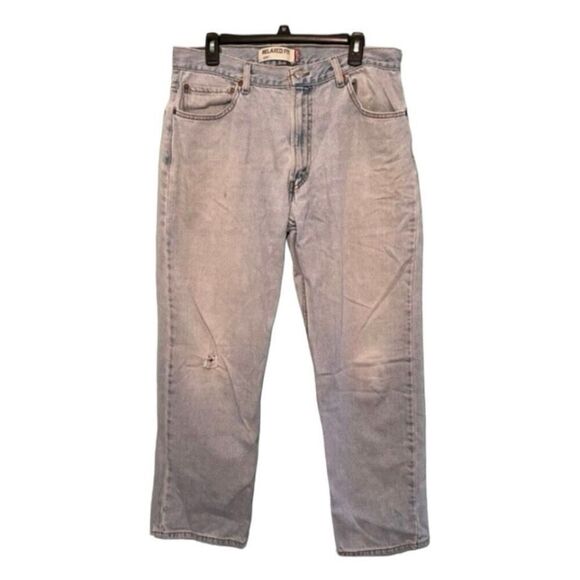 Levi's 550 Relaxed Straight Leg Jeans Blue Light Wash Distressed Denim 36x30 - Picture 1 of 10